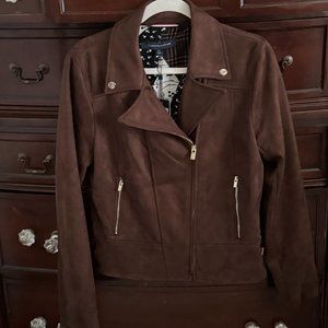 Tommy Hilfiger Brown Faux Suede Moto Jacket NWT - Size S